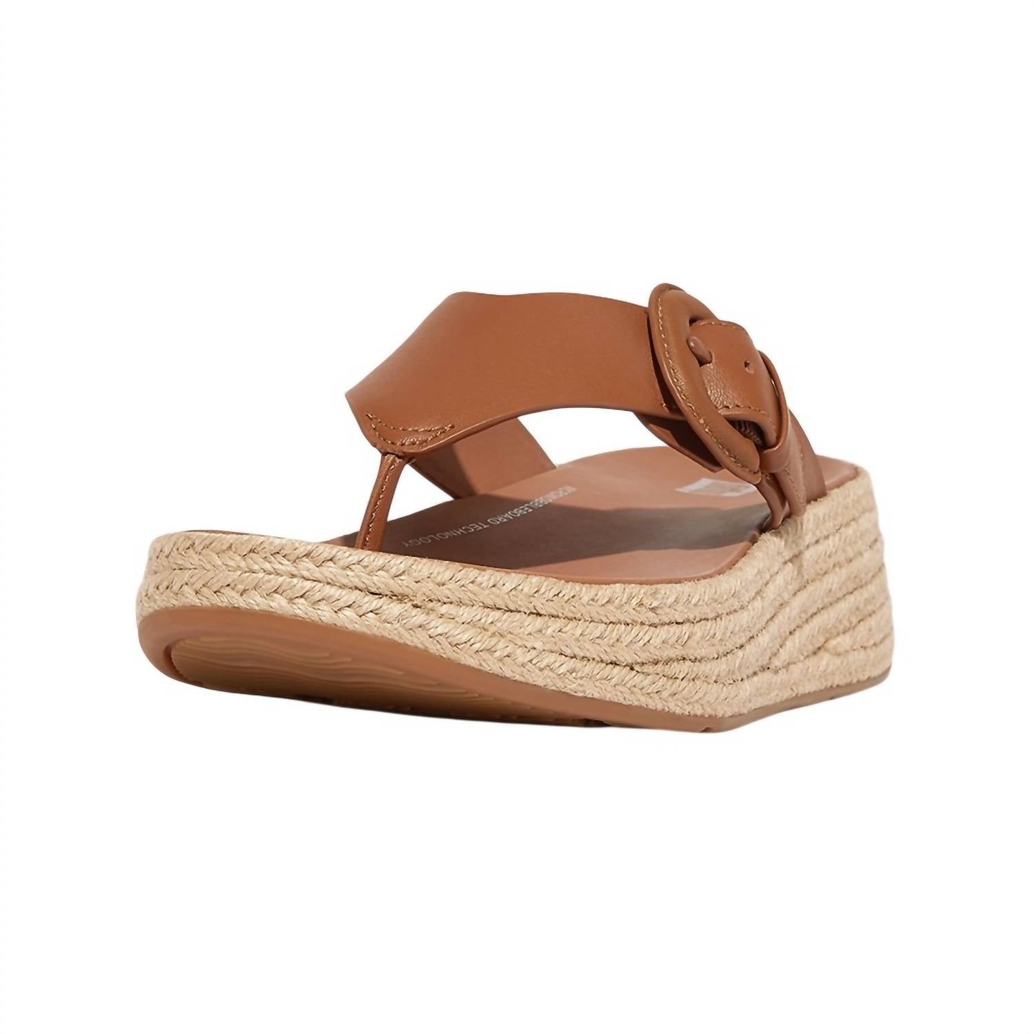Fitflop - Women's F-mode Espadrille Adjustable Leather Flatform Toe Post Sandal