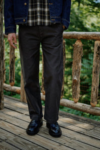 Road to Nowhere Carter Wide Leg Moleskin Trouser in charcoal - men's pants