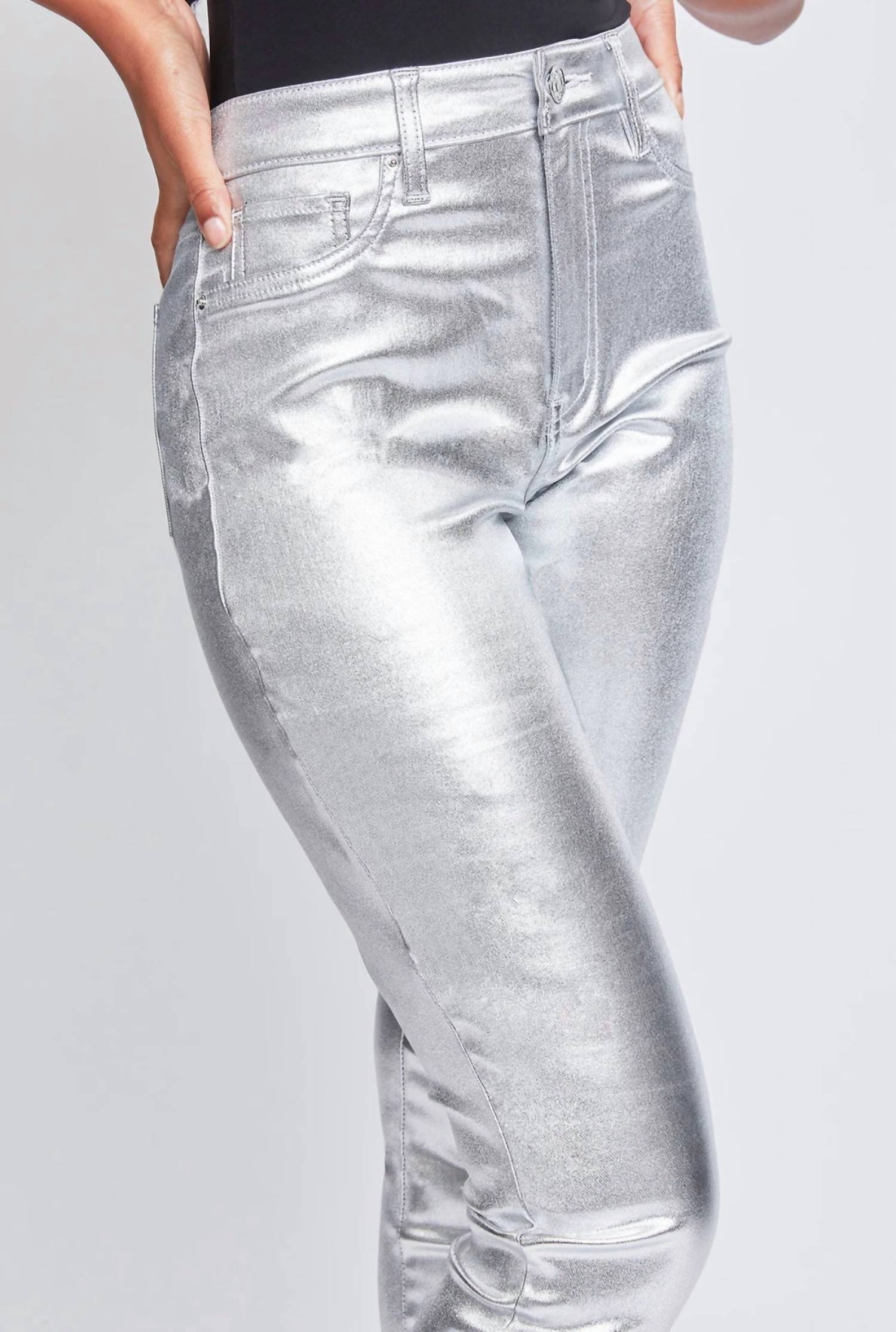 Ymi - High Rise Metallic Skinny Jeans