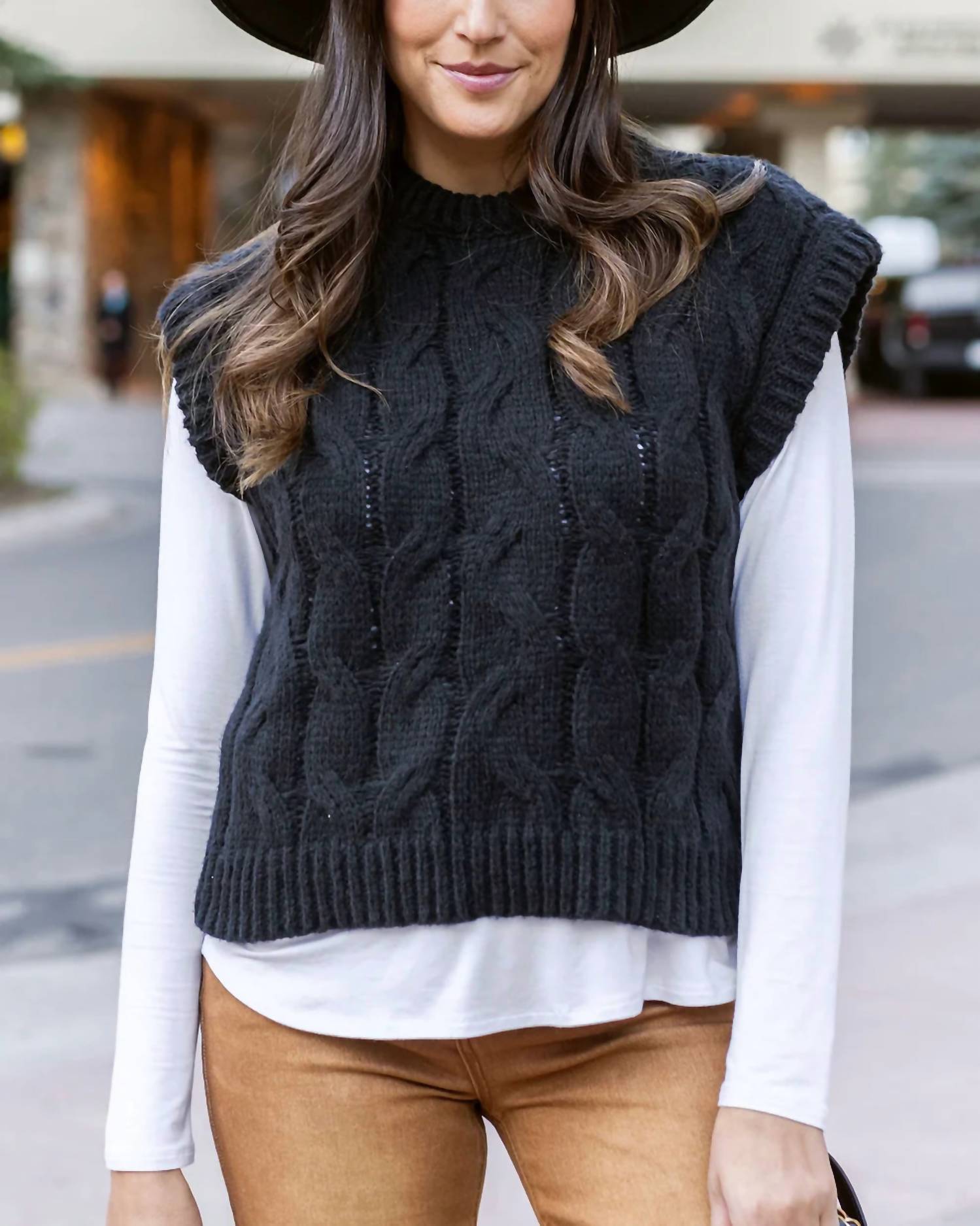 Grace And Lace - Cable Knit Sweater Vest