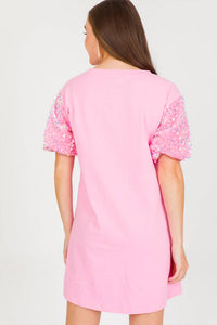 Fantastic Fawn - Sequin Sleeve Shirt Dress