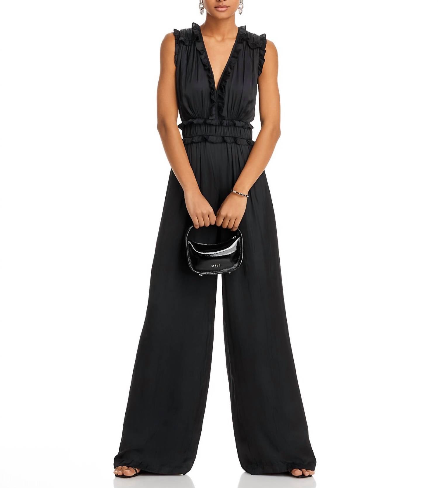 Ramy Brook - Katelyn Ruffle Satin Jumpsuit