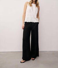 0039 Italy Josi Fancy Linen Sleeveless Top in white - women's blouse