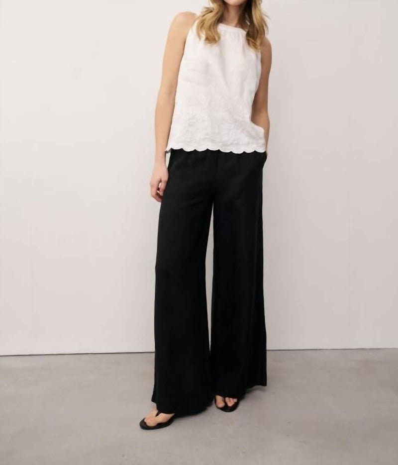 0039 Italy Josi Fancy Linen Sleeveless Top in white - women's blouse