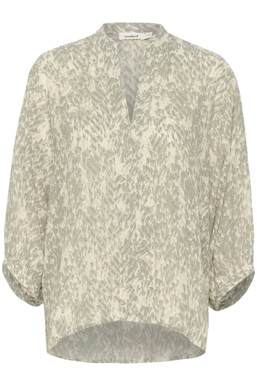 Soaked In Luxury - Osaka Notch Neck Cropped Sleeve Blouse