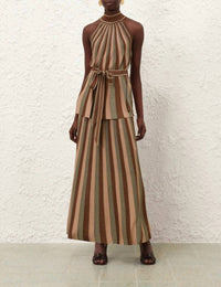 Zimmermann Hypnotic Midi Skirt in metallic green stripe - women's skirt