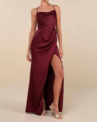 Lulus - Moments Of Beauty Satin Cowl Neck Tulip Maxi Dress