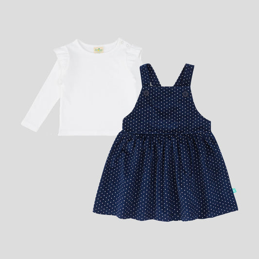 Jus Cubs - Toddler's Full Sleeve Polka Pinafore Set