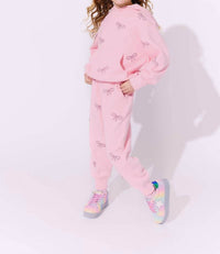 Lola + The Boys - Girls Pretty In Crystal Bows Hoodie And Joggers Set