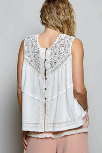 Pol - Sleeveless Crochet Detail Top