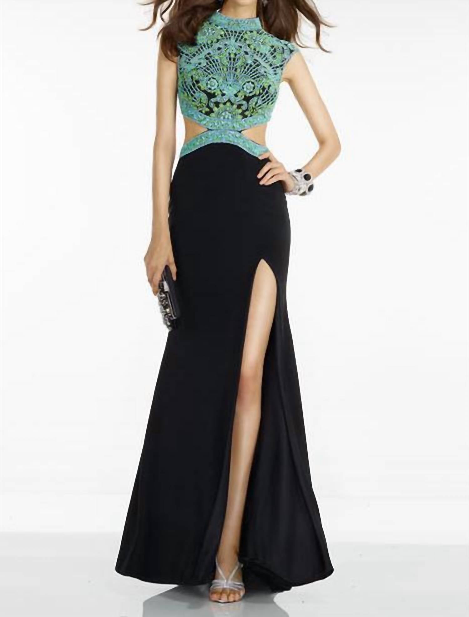 ALYCE PARIS Women's Side Mesh Dress in black multi - women's dress