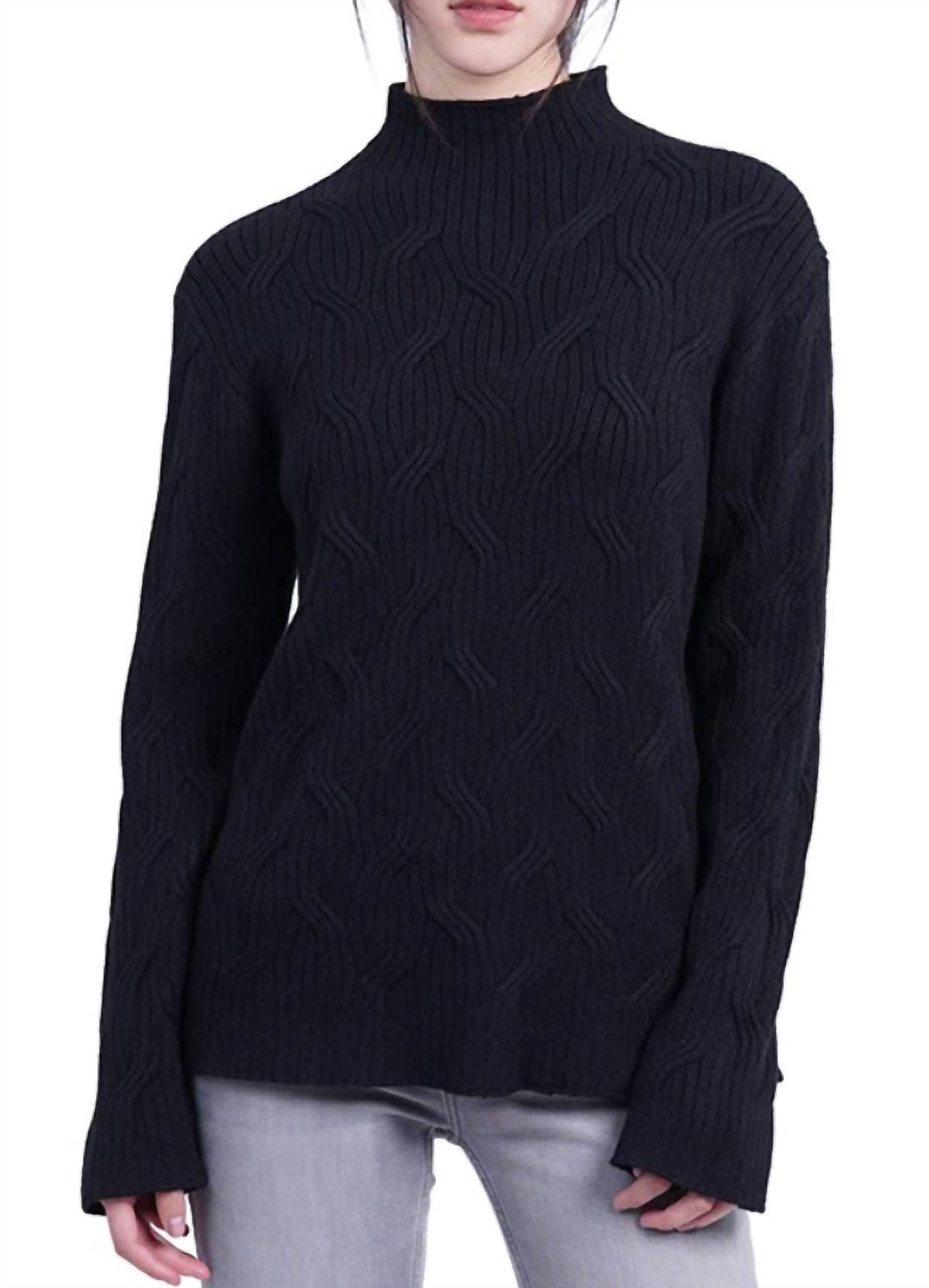 Love Token - Cable Ribbed Mock Neck Sweater
