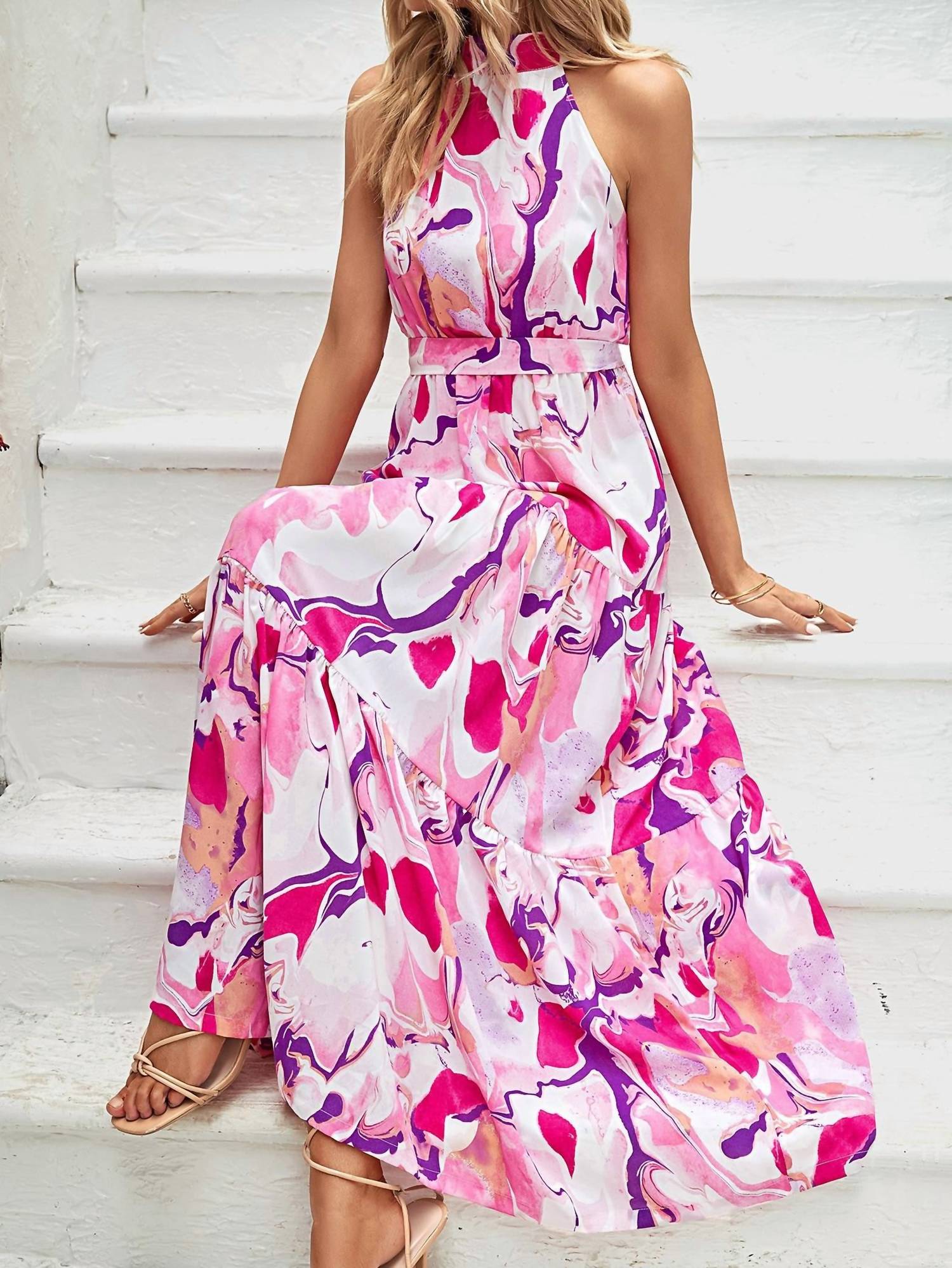 Miss Sparkling - Halter Maxi Dress