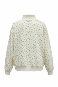 BUCKETLIST Floral Print Oversized Mock Neck Sweatshirt in beige - women's sweater - view 7