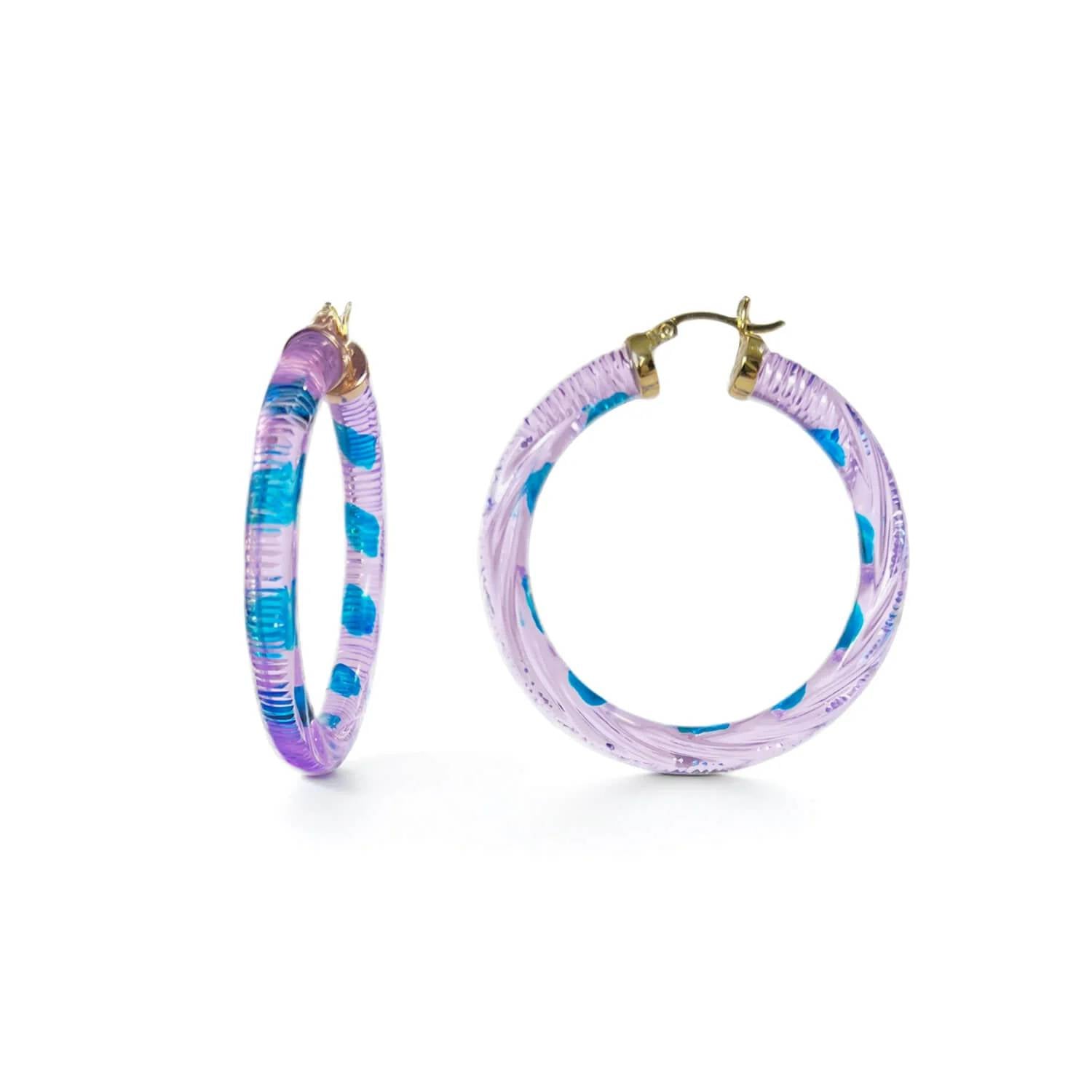 Gold & Honey - Women's Stripe Painted Instyle Lucite Hoop Earrings