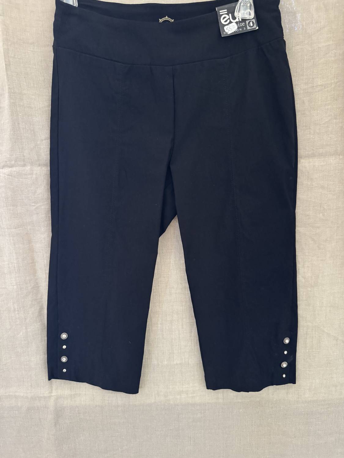 Euro Bengaline Skimmer Capri Pants in black - women's pants - alternate view