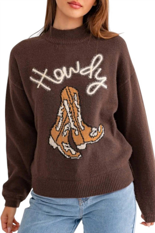 Pretty Bash - Howdy Boot Mock Neck Sweater