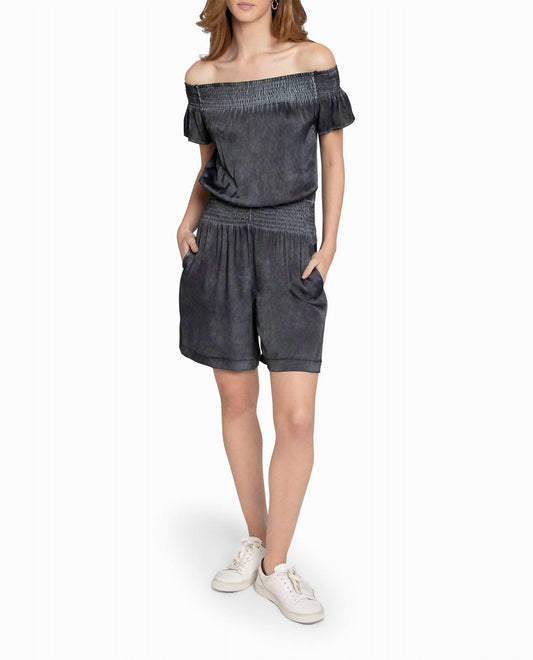 Nicole Miller - Garment Dyed Off The Shoulder Romper