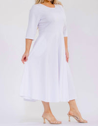 Karen T Design A-line Midi Dress in white - women's dress - alternate view
