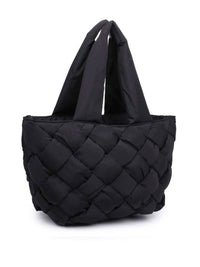 SOL and SELENE Women's Intuition East West Woven Nylon Tote in black - women's bag - detail view