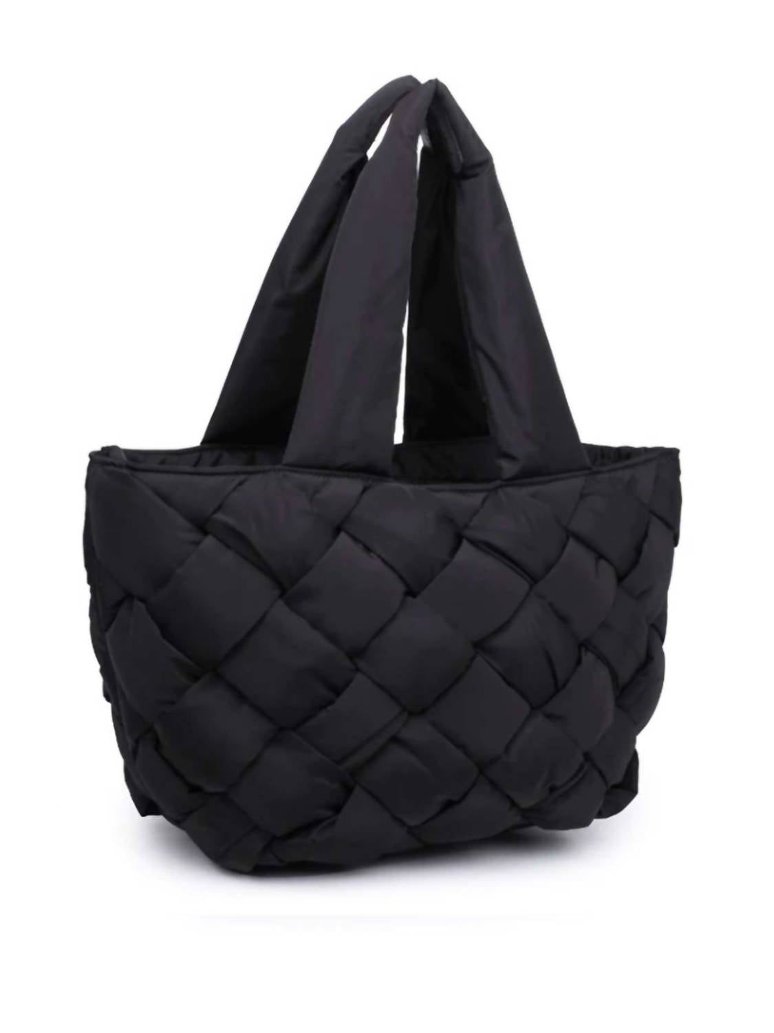 SOL and SELENE Women's Intuition East West Woven Nylon Tote in black - women's bag - detail view