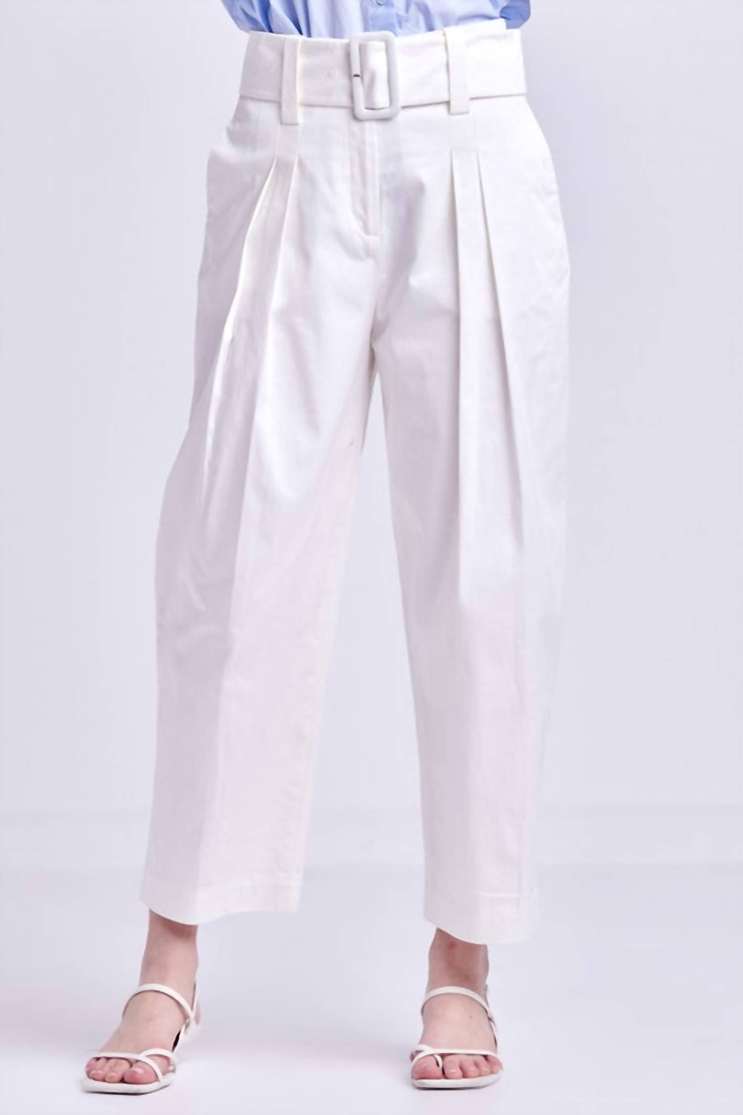 2.7 August Apparel - High Waist Belted Wide Leg Pants
