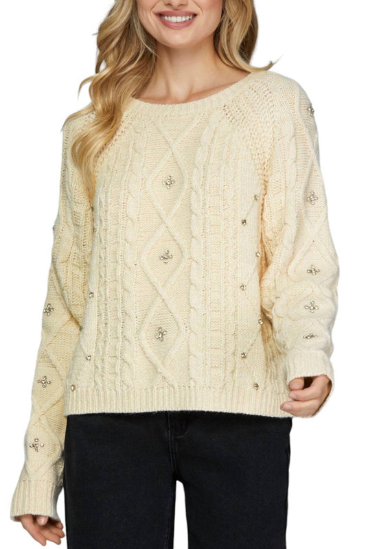 She + Sky - Brulee Rhinestone Detail Sweater