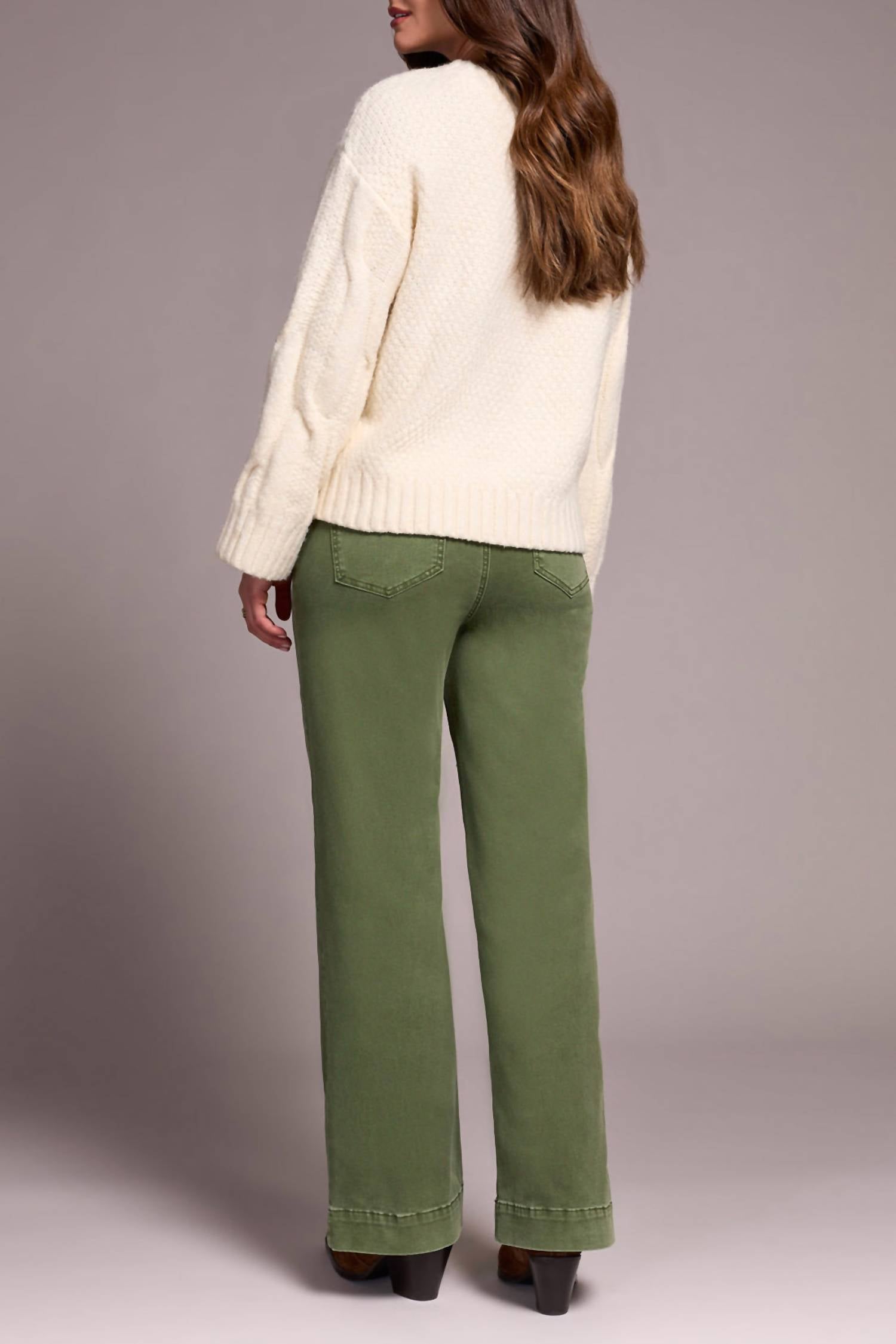 Tribal - Crew Neck Loose Fit Cable Sweater