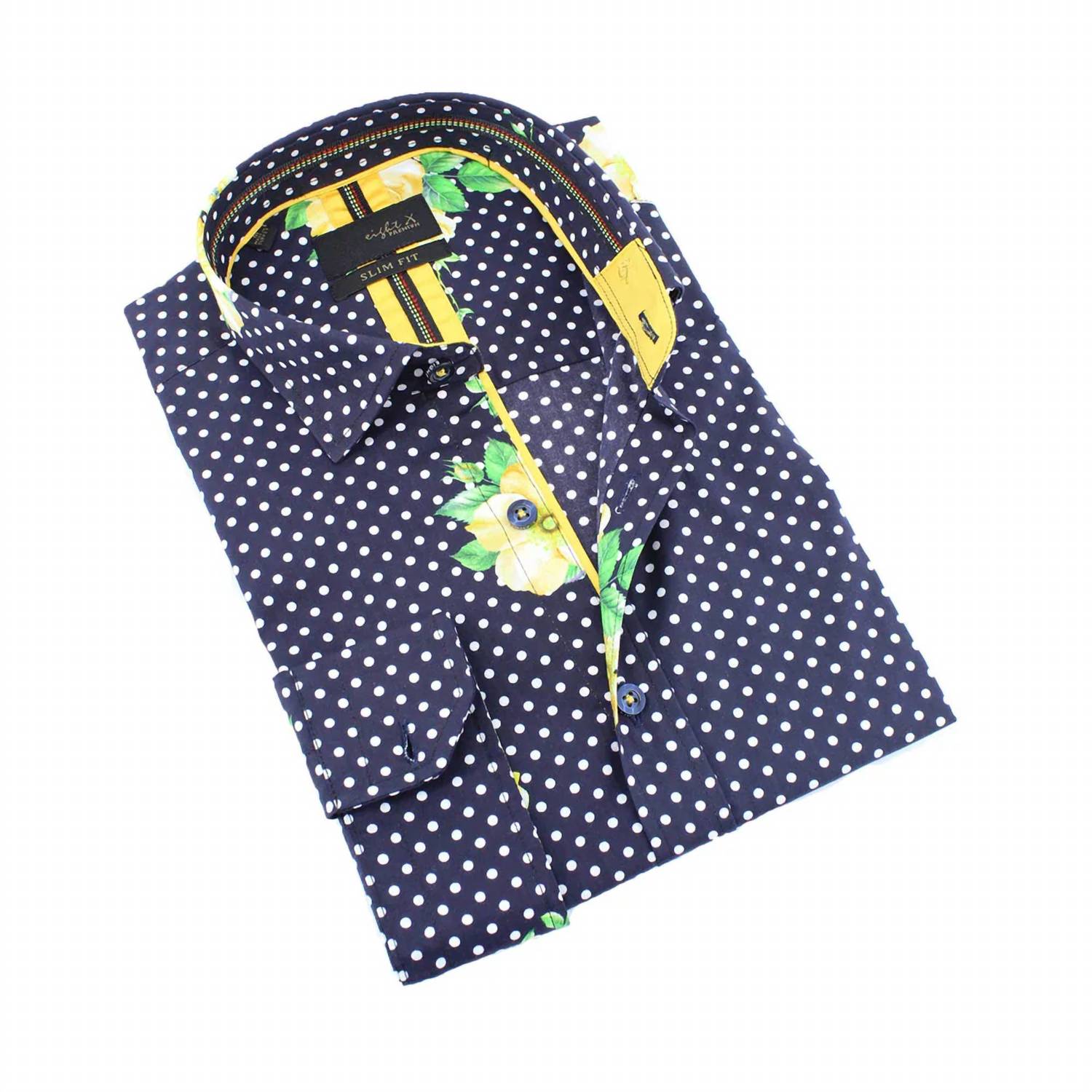 Eight X - Dot Print Floral Button Down Shirt
