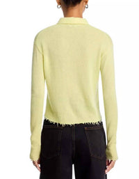 RE/DONE Loose Polo Cardigan in limeade - women's cardigan - alternate view