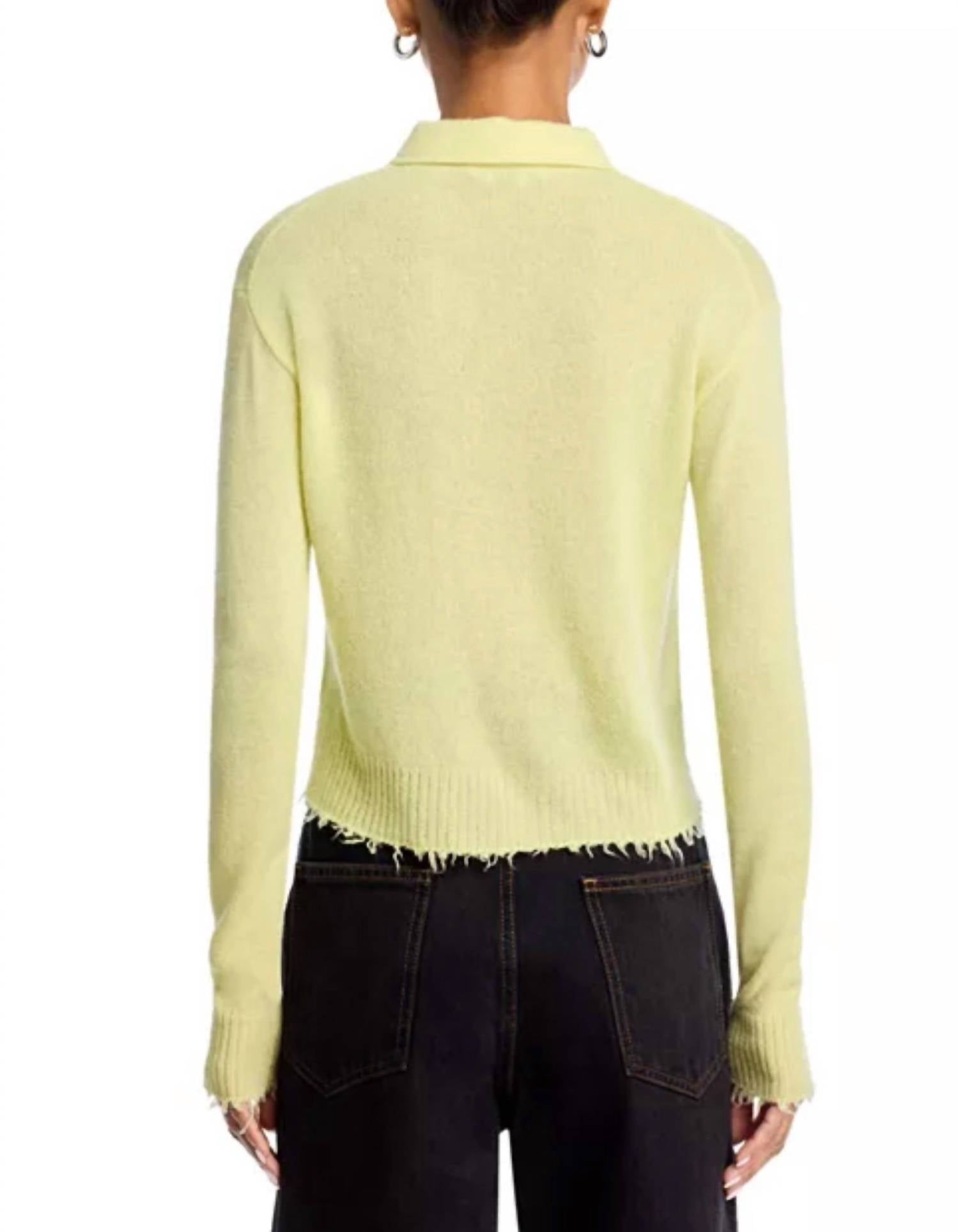 RE/DONE Loose Polo Cardigan in limeade - women's cardigan - alternate view