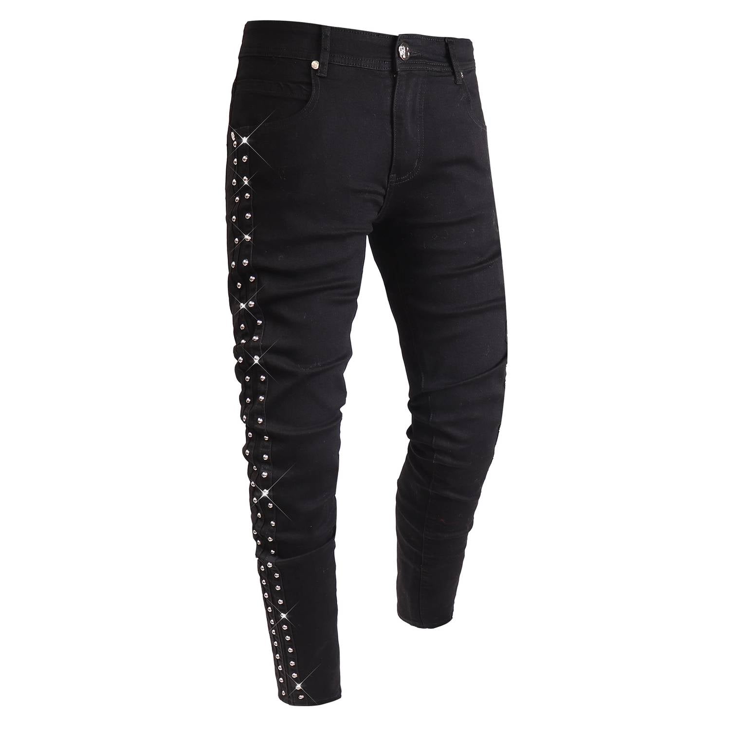 Barocco - Men's Denim Jeans With Studded Sides