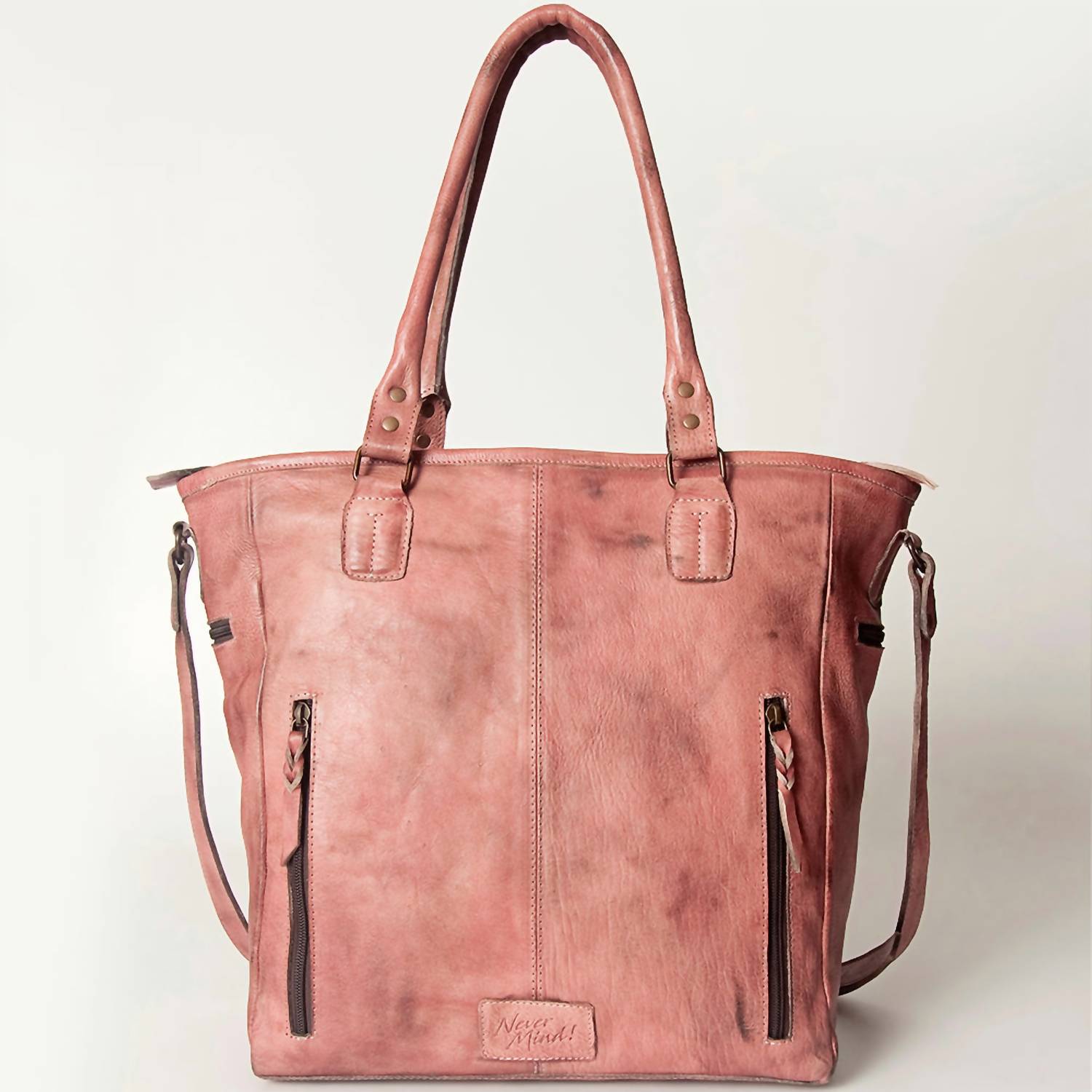 Never Mind - Women's Premium Authentic Full Grain Leather Tote Bag