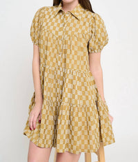Meet Me In Santorini - Weave Button Down Dress