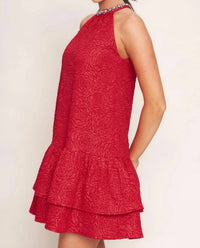 Flying Tomato - Sparkle & Swirl Woven Mini Dress