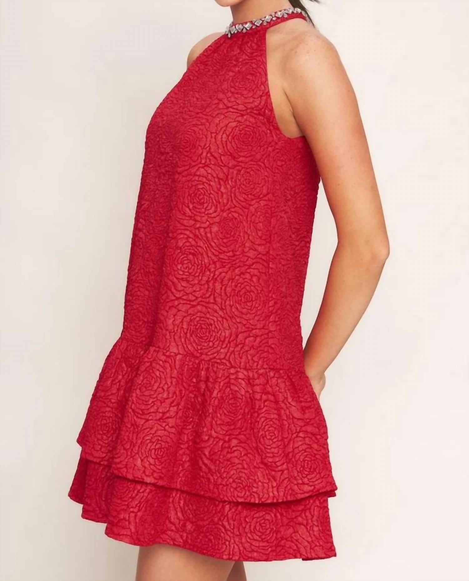 Flying Tomato - Sparkle & Swirl Woven Mini Dress