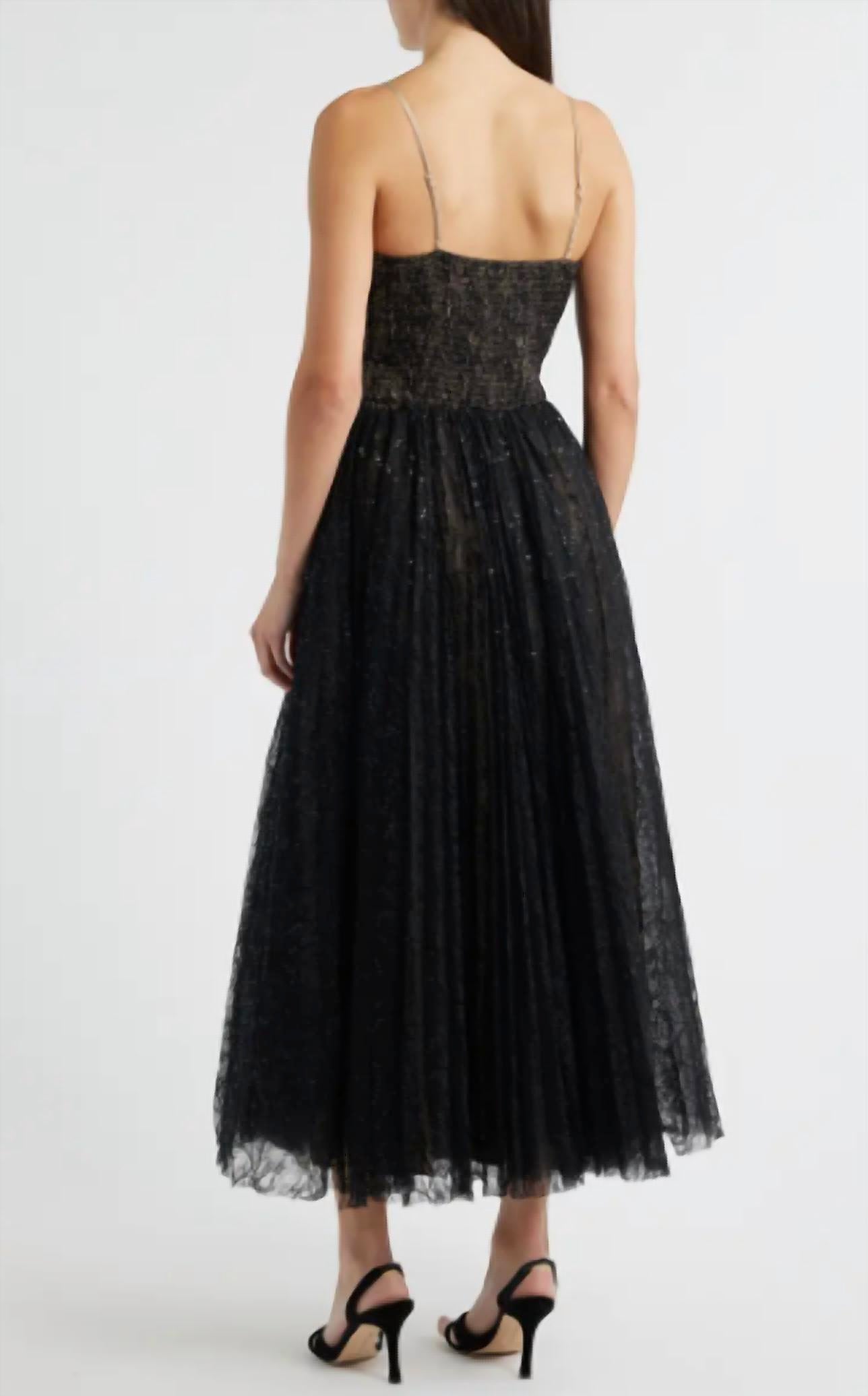 LUCY PARIS Kelly Sequin Lace Dress in black - women's dress - detail view
