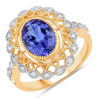 Diana M Jewels Women's Oval Natural Tanzanite Fashion Ring (2.50 Ct) - Classic Plus in 14k yellow gold - women's jewelry