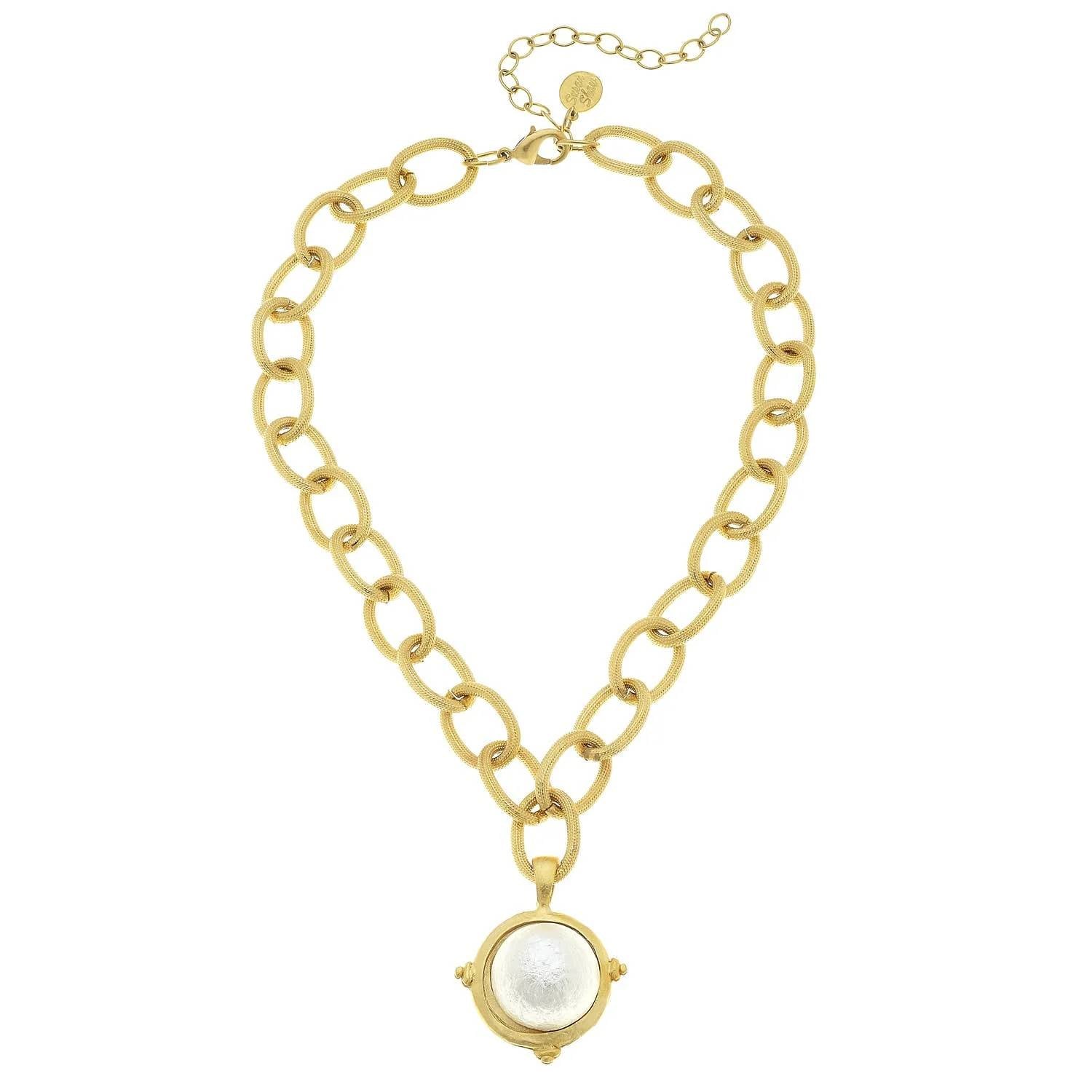 Susan Shaw - Women's Cotton Pearl On Handcast Chain Necklace