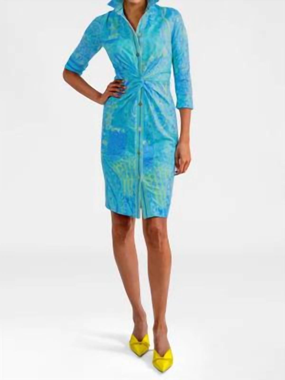 GRETCHEN SCOTT Twist & Shout Grand Bazaar Dress in aqua perwinkle lime - women's dress - view 6