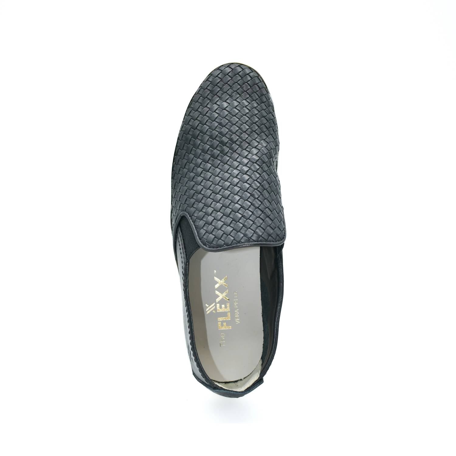 The FLEXX Women's Sneak Name Casual Sneaker in black woven - women's sneaker - alternate view