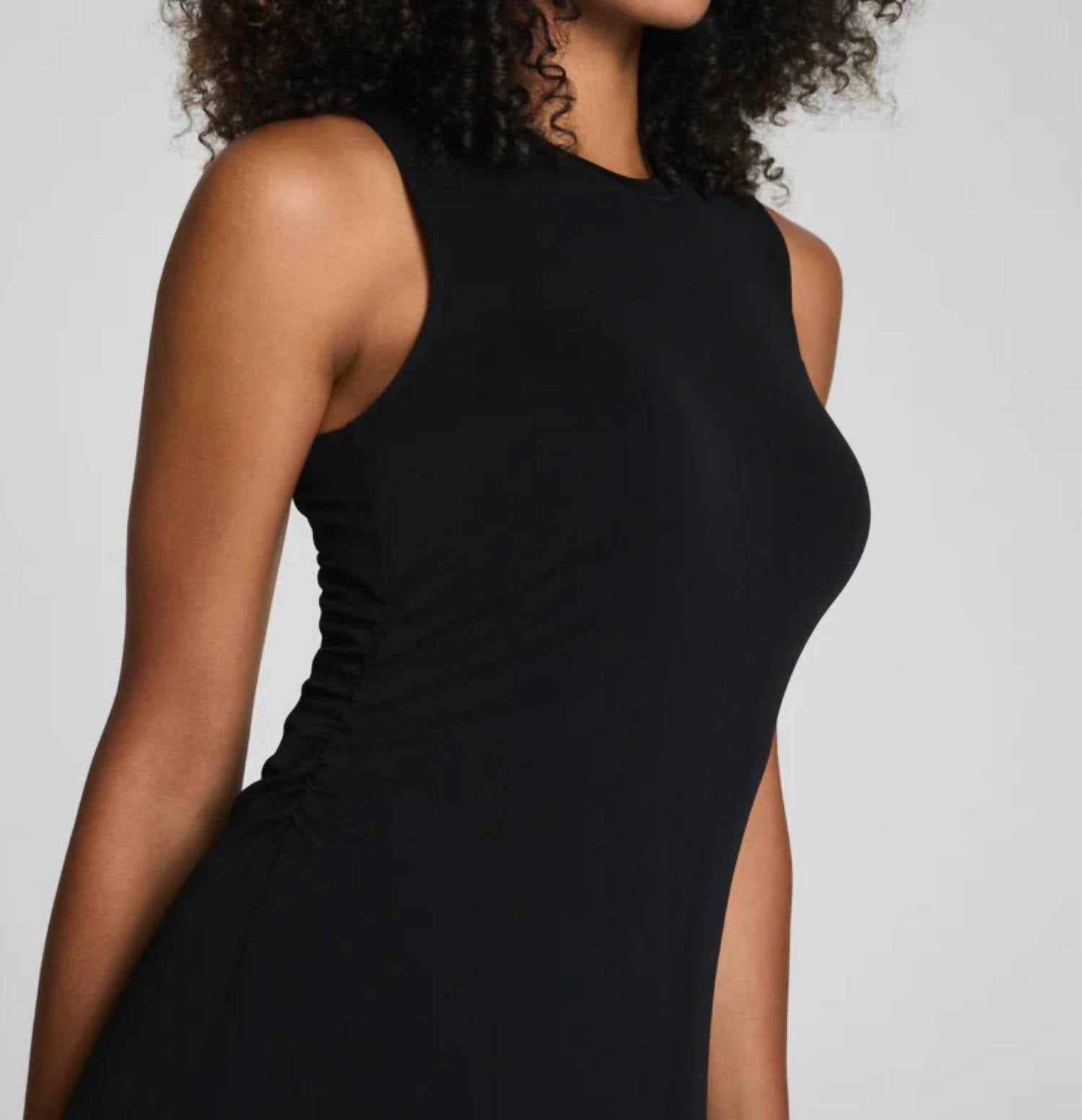 Spanx Jersey Ruched Tank Dress in black - women's dress - alternate view