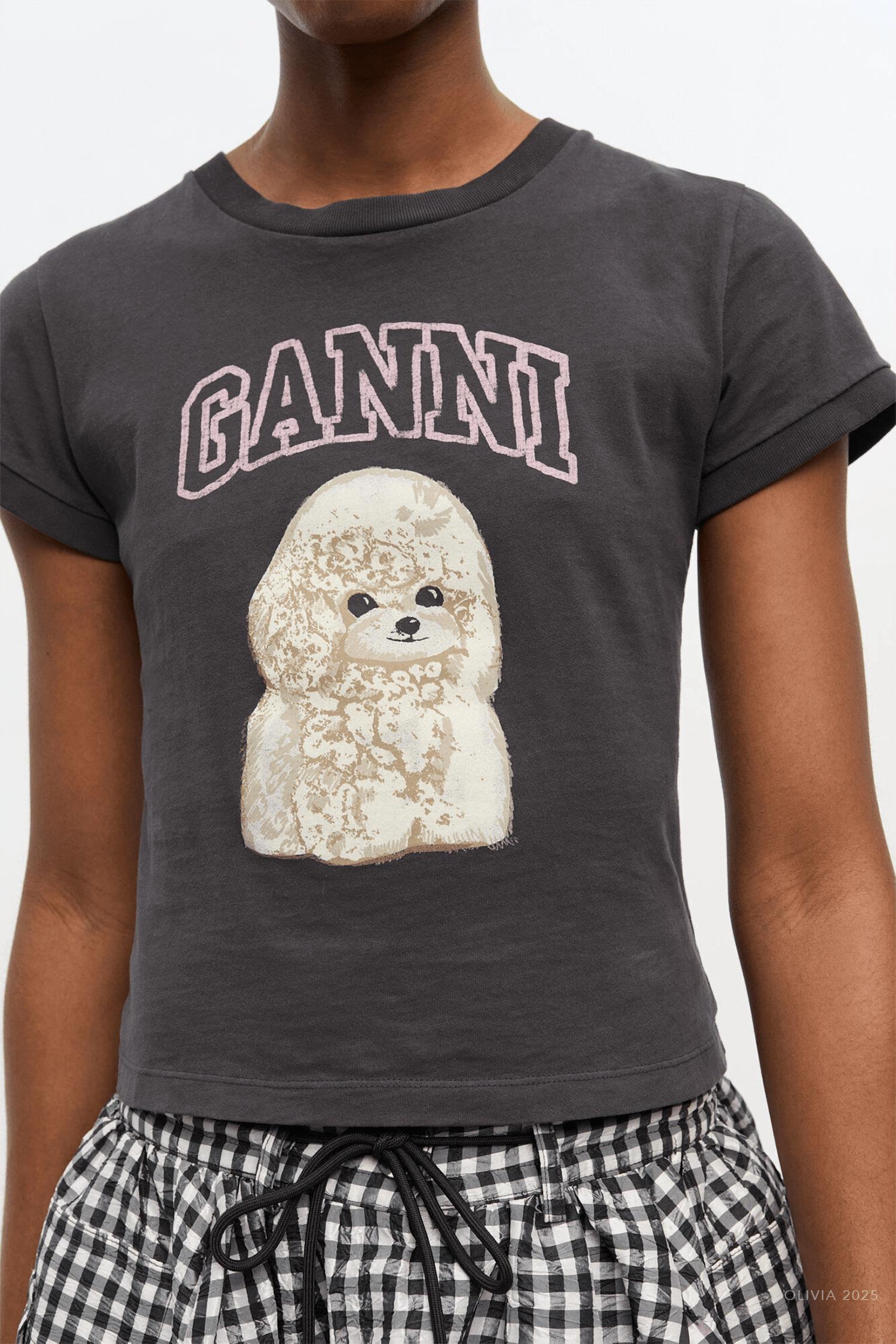 Ganni - Poodle Graphic Cropped Tee
