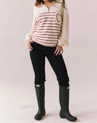 Chaser Heart Half Zip Sweatshirt in starry white - women's top