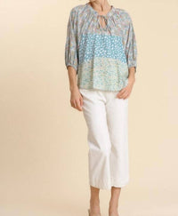 Umgee - Mixed Colorblock Print Top