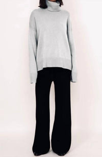 Kathryn McCarron Charlie Oversized Cashmere Turtleneck Sweater in grey - women's sweater