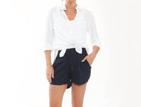 Ripe Indi Shirred Linen Short in navy - women's shorts - view 5
