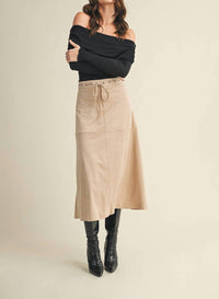 Mustard Seed - Drawstring Suede A Line Skirt