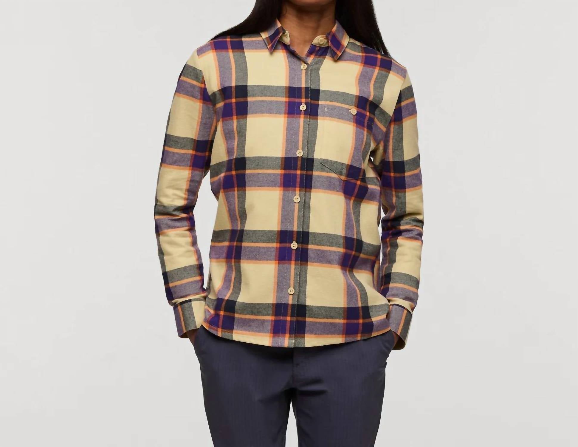 cotopaxi Women's Quedo Flannel Shirt in grain plaid - women's long sleeve top