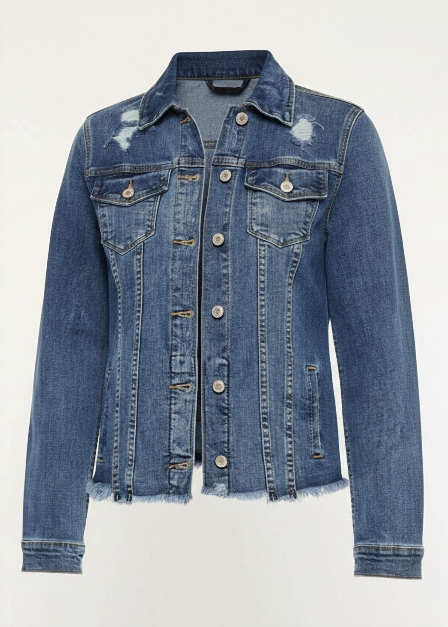 KanCan Fray Hem Denim Jacket in dark wash - women's jacket - view 7